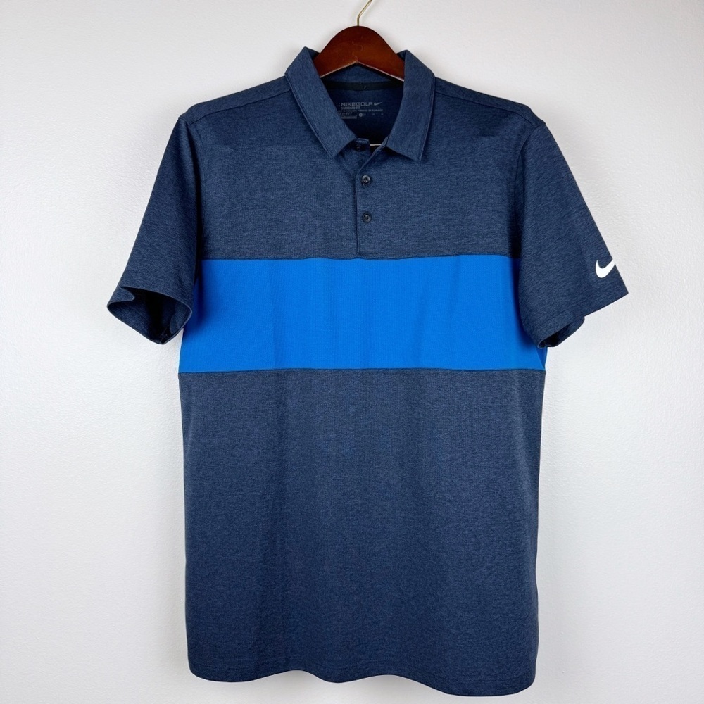 Nike Men's Dri-Fit Golf Standard Fit Color Block Polo Shirt Navy Size L